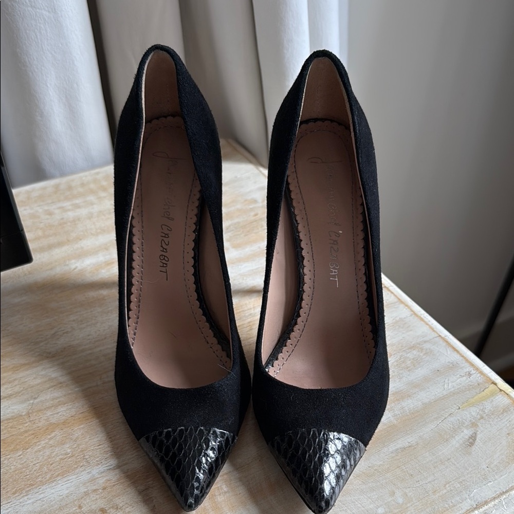 Jean-Michel Cazabat Black Pumps with Snakeskin Detail
